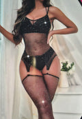Ensemble Lingerie Strass Roxane - Body Résille Scintillant & Bas Autofixants | Jigeen
