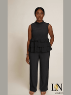 Ensemble ALBA Élégant - Top à Volants & Pantalon Fluide en Coton | Mode Africaine Chic & Confortable - L.N Jigeen 