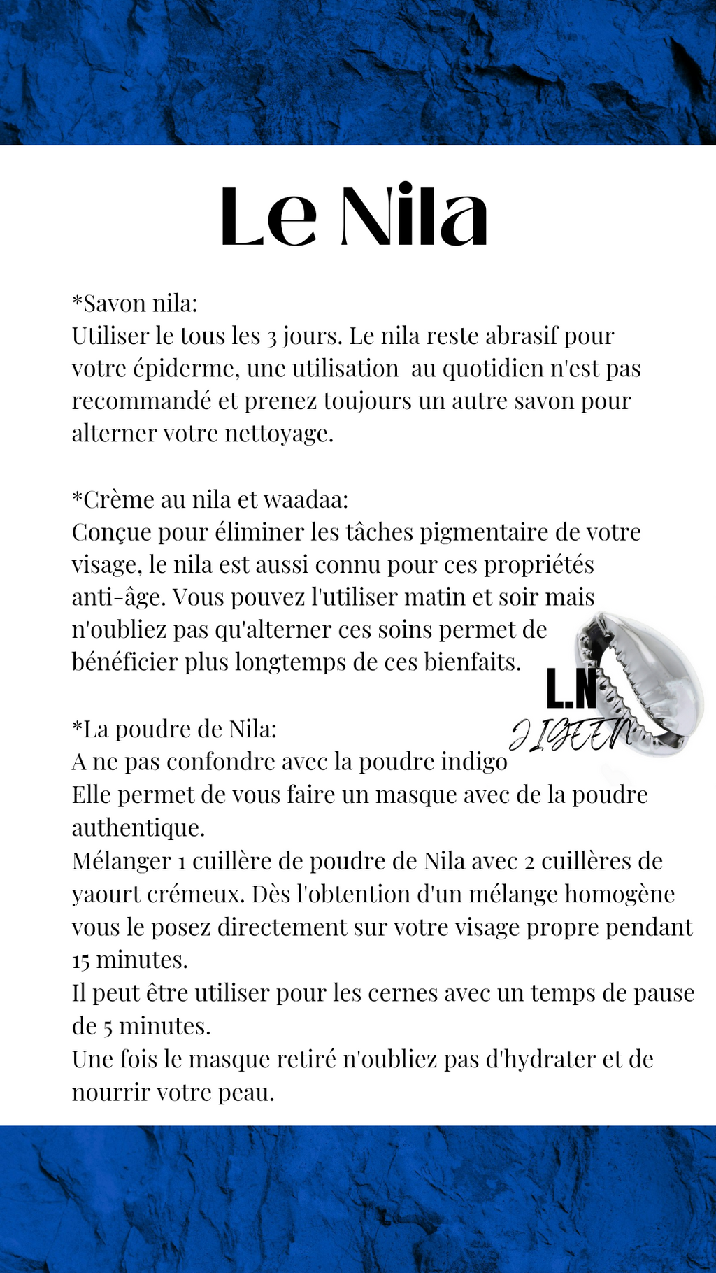 Crème visage wadaa et Nila bleu