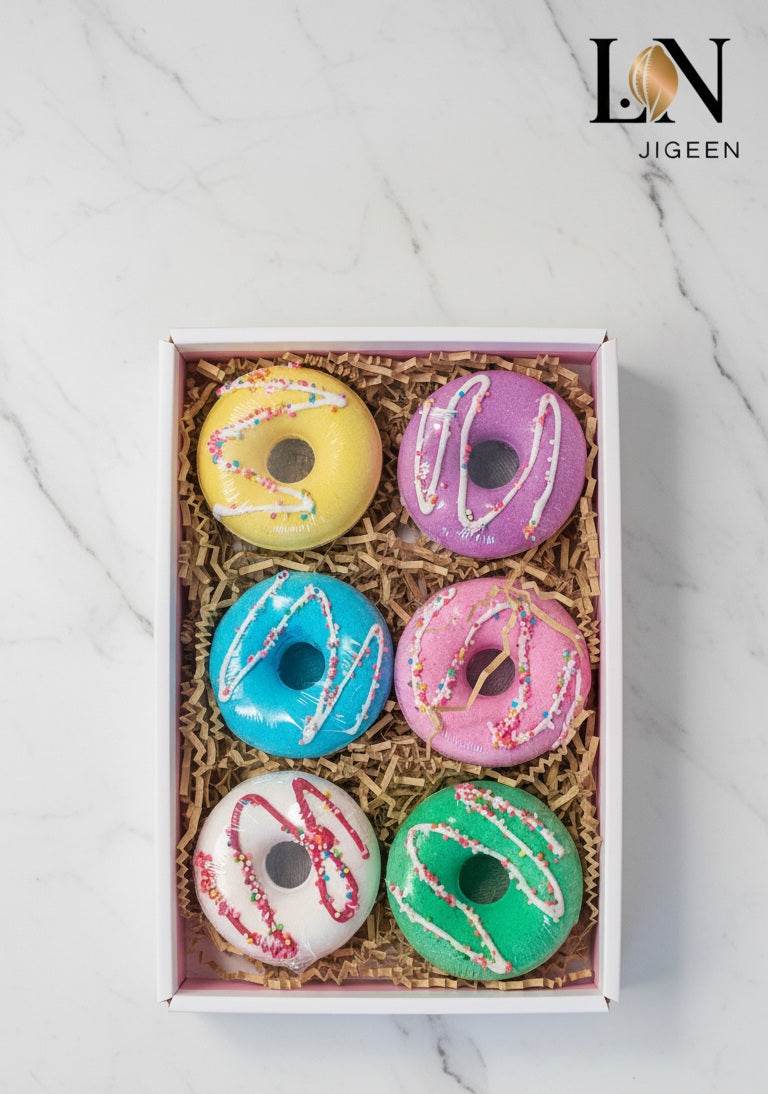 Plongez dans la Douceur : Coffret de 6 Bombes de Bain Donut - L.N Jigeen 