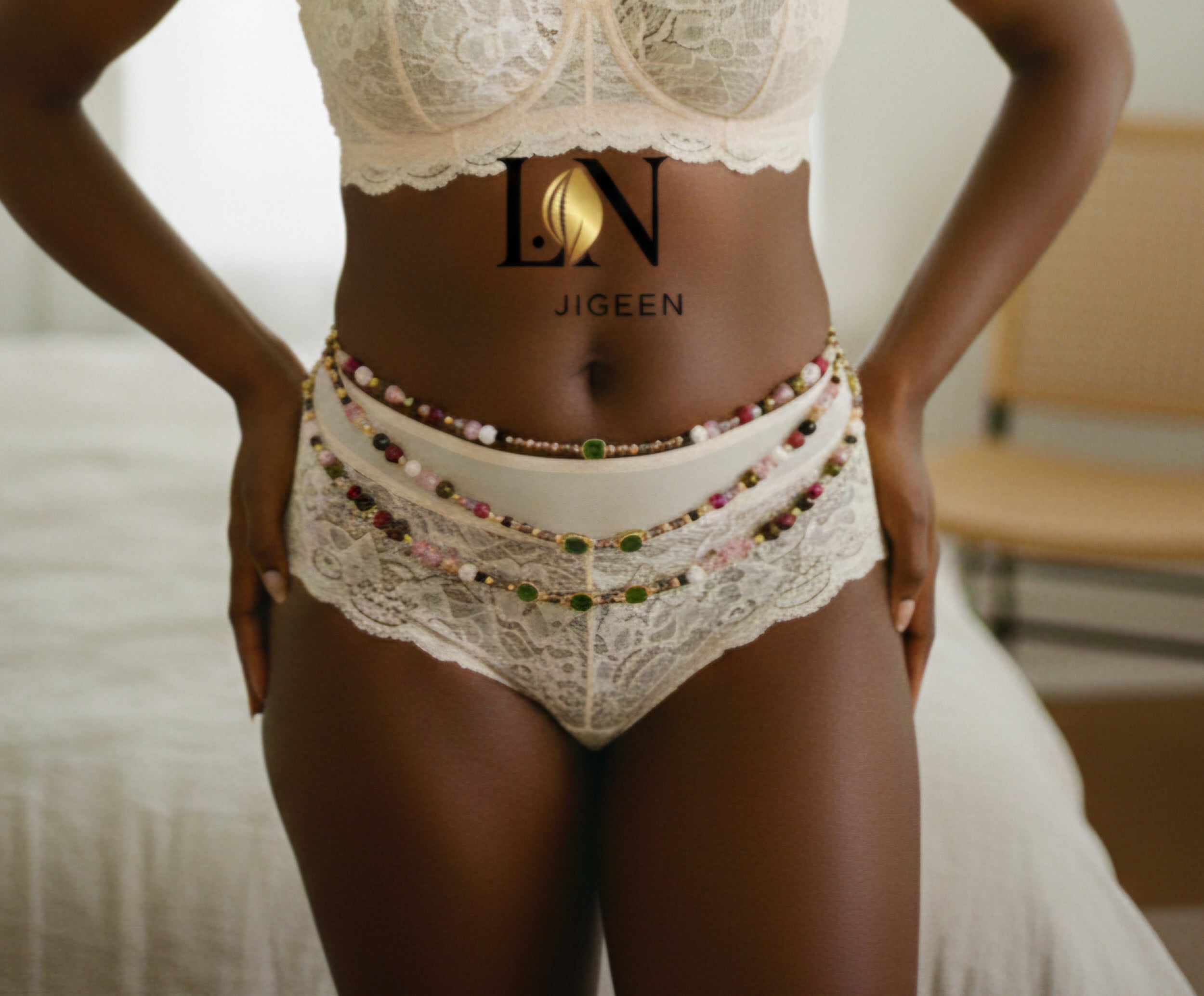 Création Unique L.N Jigeen : Perles de Reins Authentiques | Taille 94-100 cm