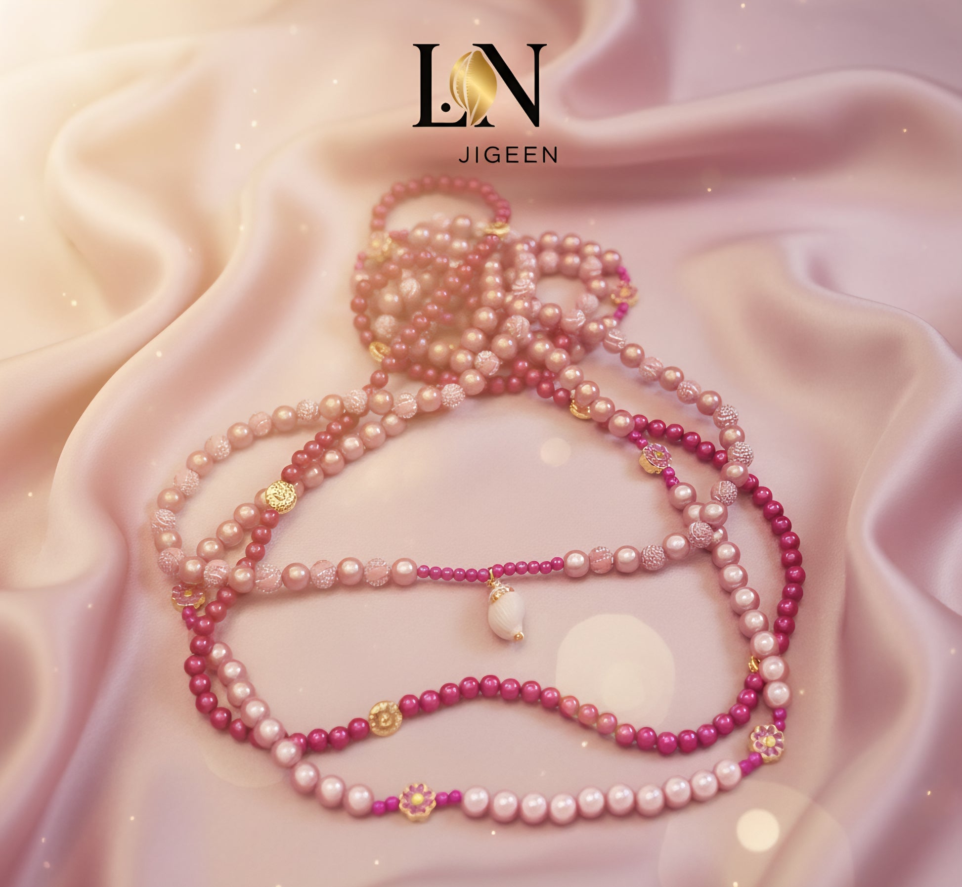 Perles de Reins "Luminescence Rosée" | Chaîne de Taille Élégante L.N JIGEEN