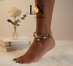 Lot de 2 Chevillères Perles Vertes & Blanches | Création Unique LN JIGEEN