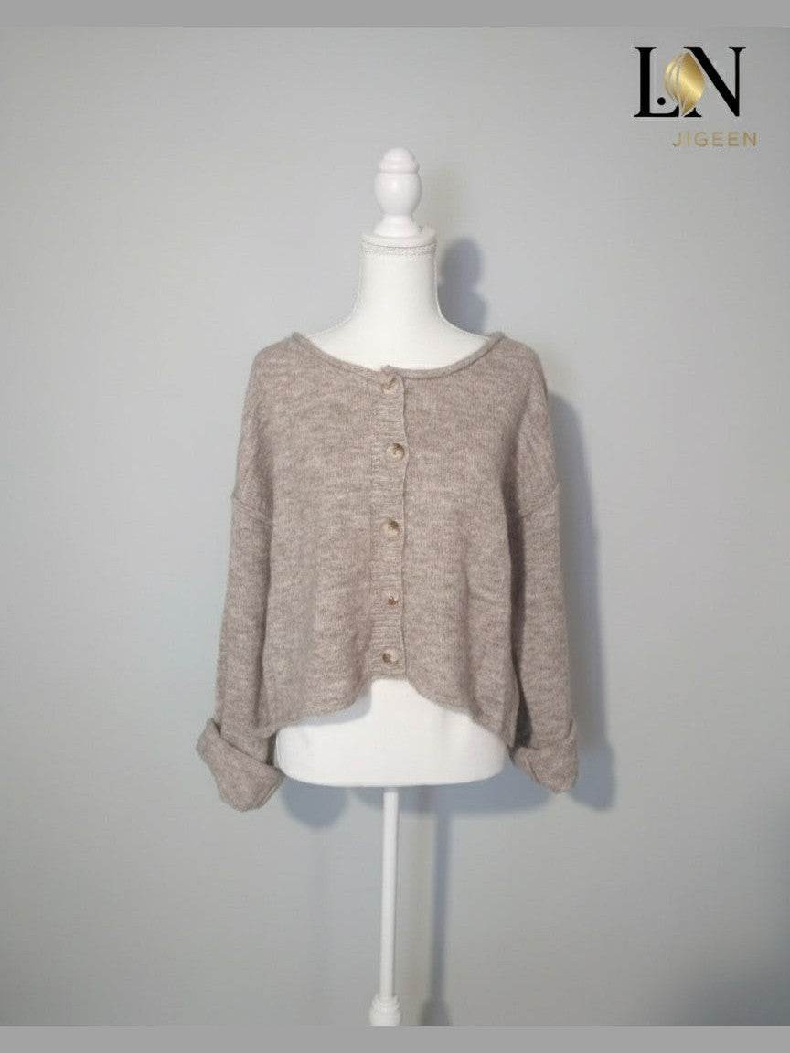 Gilet Femme Sidonie LN Jigeen - Cardigan Maille Beige Chic & Éco-responsable - L.N Jigeen 