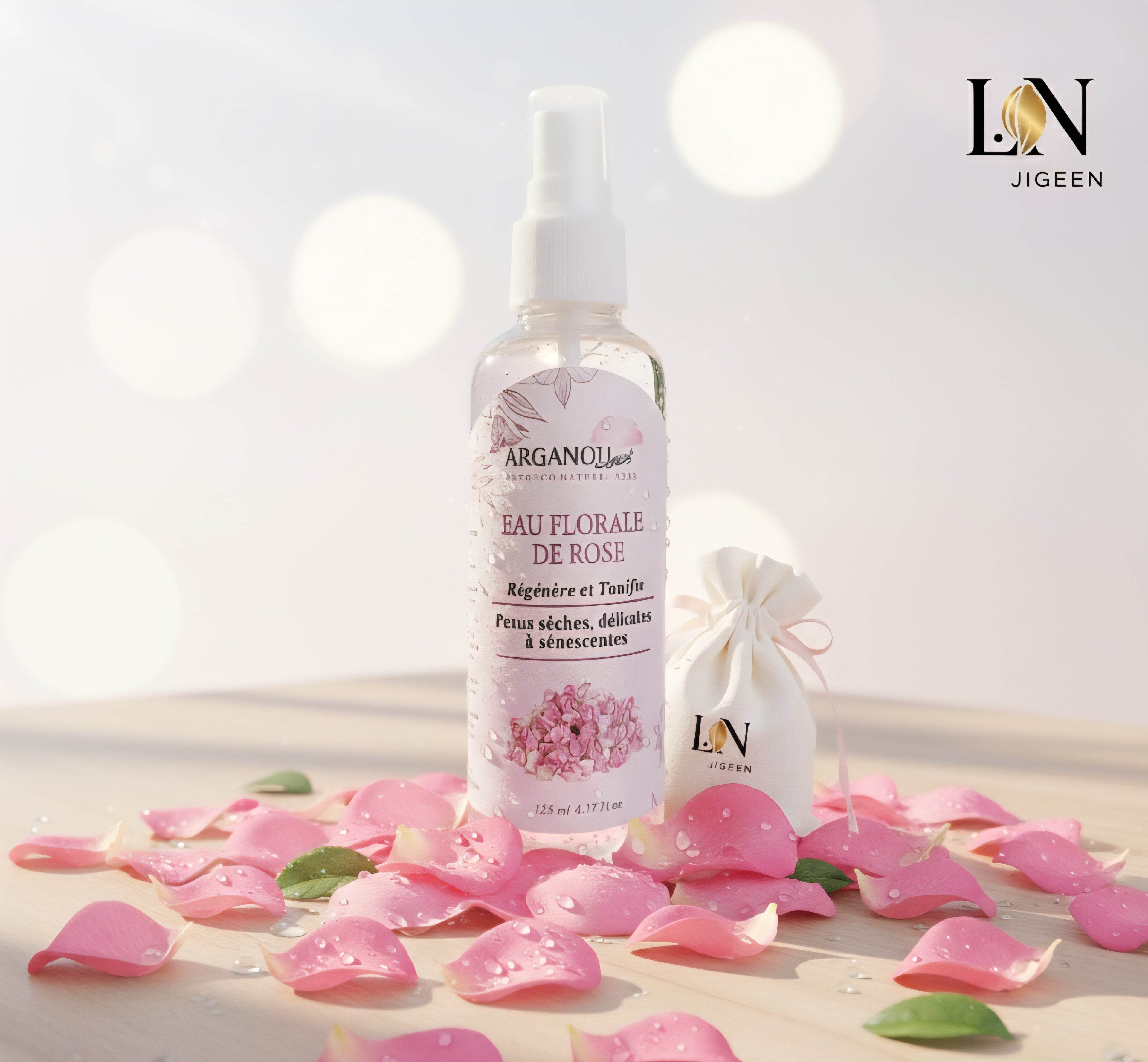 Eau florale de Rose Naturelle Arganou - 125 ml - Peaux Sèches et Délicates - L.N Jigeen 