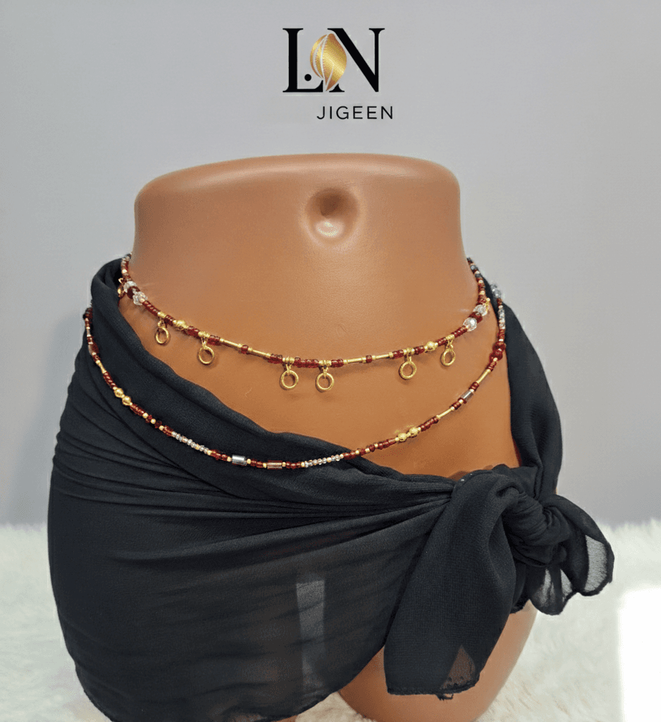 Duo de Perles de Reins "Naïla" – Création Unique Rouge Passion | Bijou de Corps Fait Main