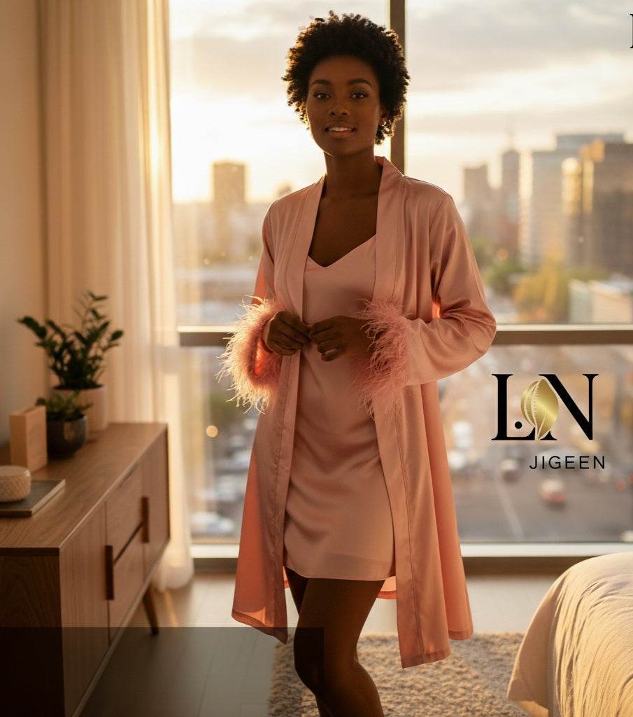 Zara : L'Ensemble Nuisette & Peignoir en Satin Rose - L'Élégance Intemporelle ✨ - L.N Jigeen 