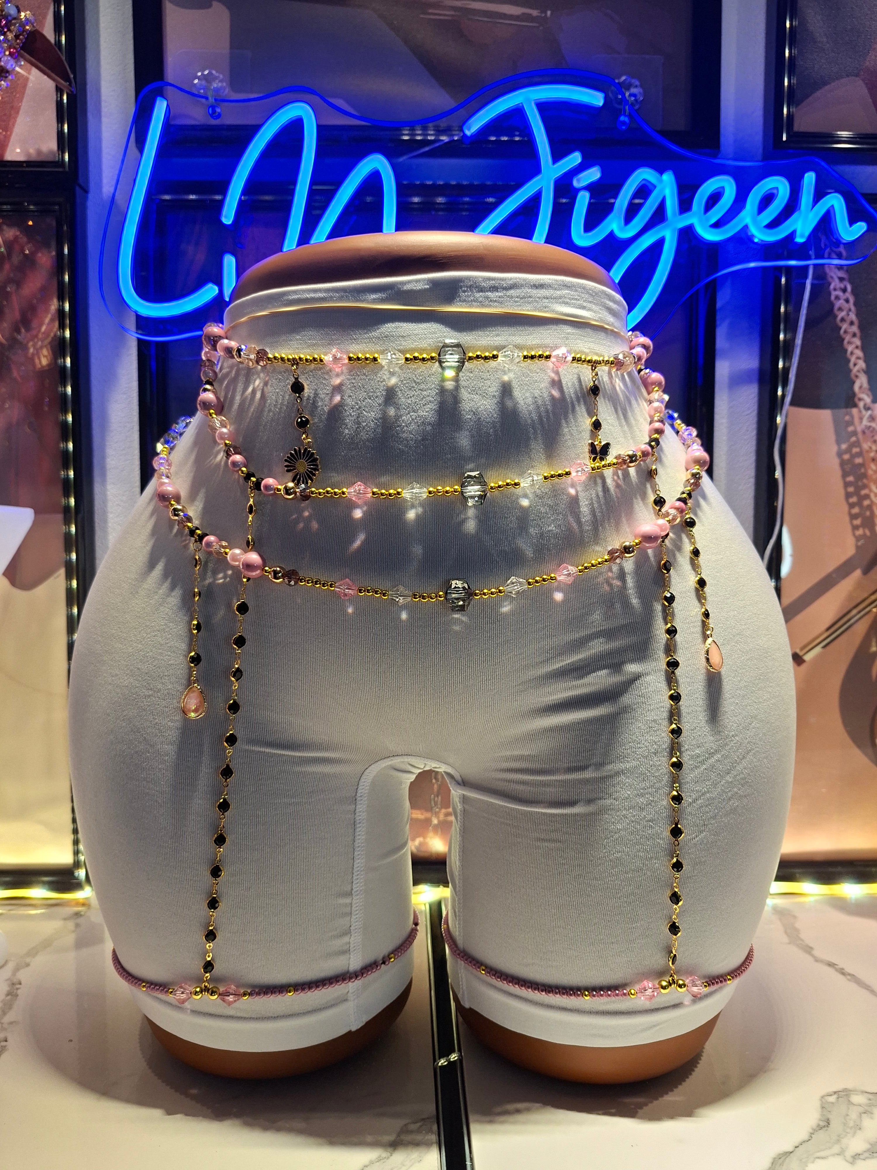 Porte-jarretelles en Perles Fait Main - Bijou de Corps Unique "L.N JIGEEN"