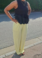 Ensemble ALBA Élégant - Top à Volants & Pantalon Fluide en Coton | Mode Africaine Chic & Confortable - L.N Jigeen 