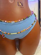 Parure de Reins ZELDA – Duo de Hanches Orange & Violet | Cristal Goutte Irisé